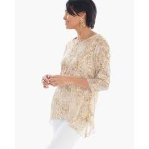 Chico's Travelers Collection Golden Animal Foil Top 1 Medium NWT - Picture 6 of 6